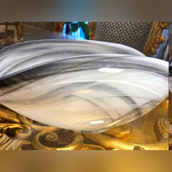 Kosta Boda 15"L Grey Swirled Banana Boat - Huge Centerpiece - Stunning - Picture 7 of 9